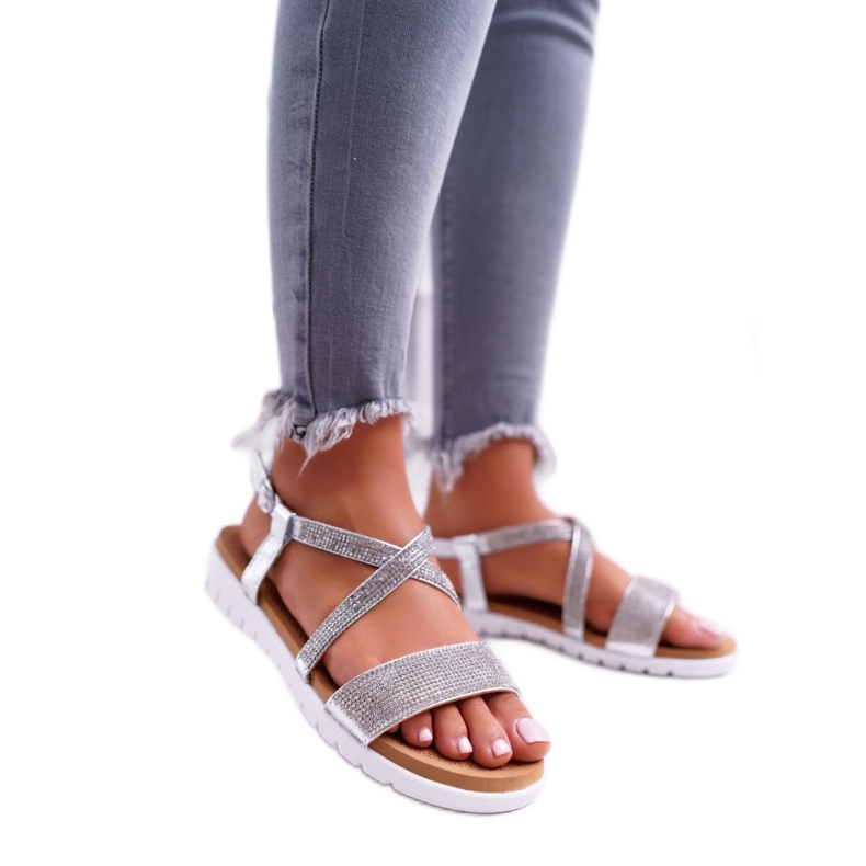 Sandalias de Mujer Lu Boo con Zirconia Cúbica 406-5 Silver Stella gris 1