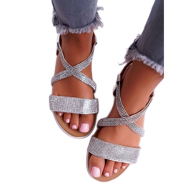 Sandalias de Mujer Lu Boo con Zirconia Cúbica 406-5 Silver Stella gris 2