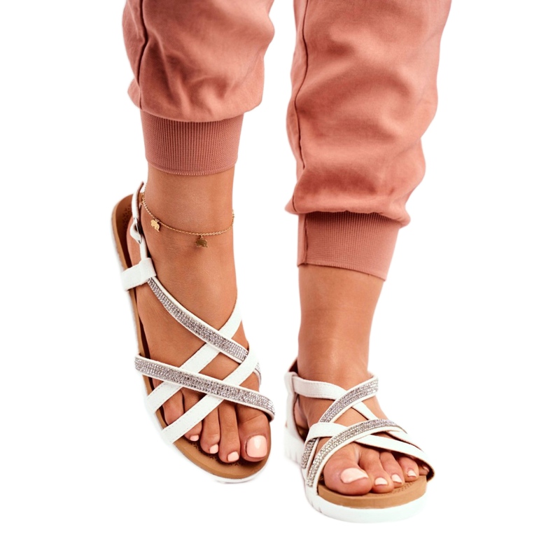 Sandalias Mujer Lu Boo Con Zirconia Cúbica 406-6 Blanco Feen gris 3