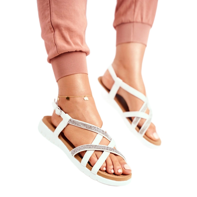 Sandalias Mujer Lu Boo Con Zirconia Cúbica 406-6 Blanco Feen gris 2
