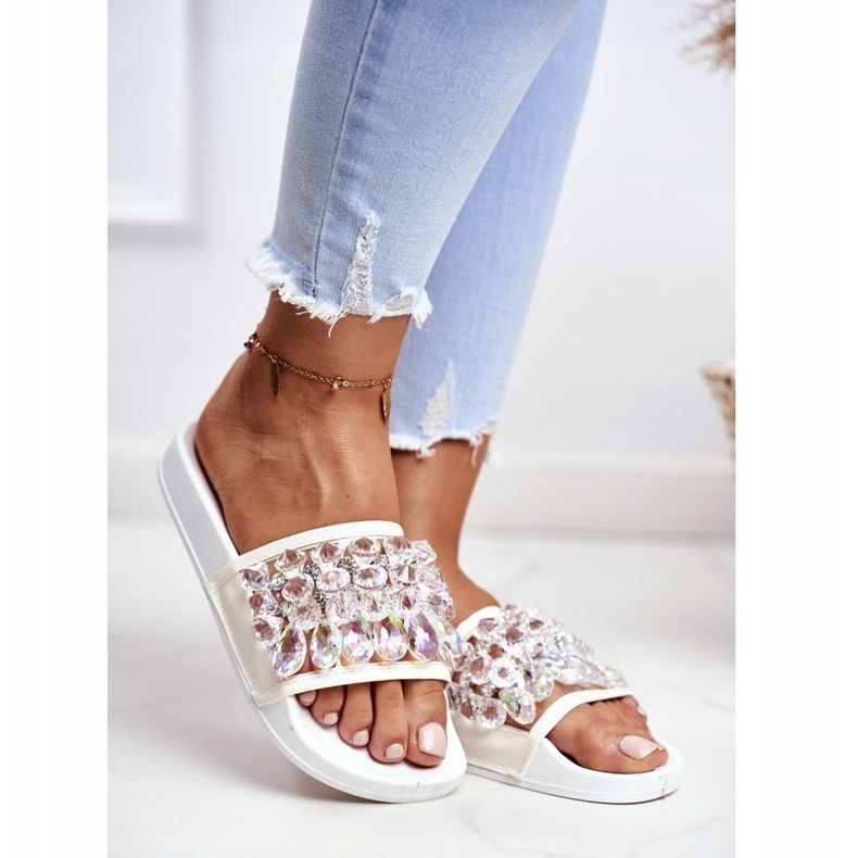 Pantuflas de Mujer Lu Boo Crystals White Bobbi blanco 1