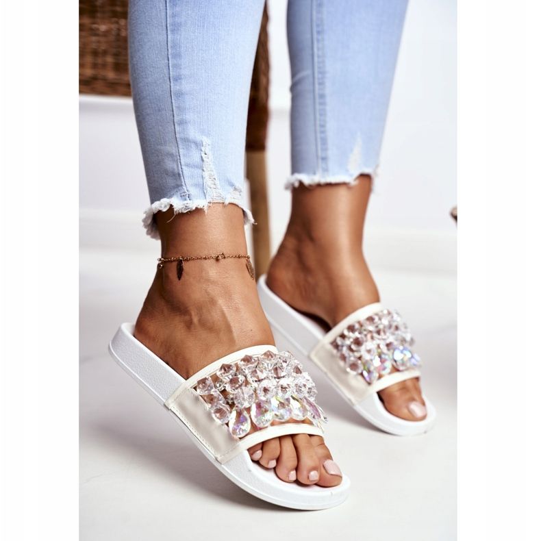 Pantuflas de Mujer Lu Boo Crystals White Bobbi blanco 2