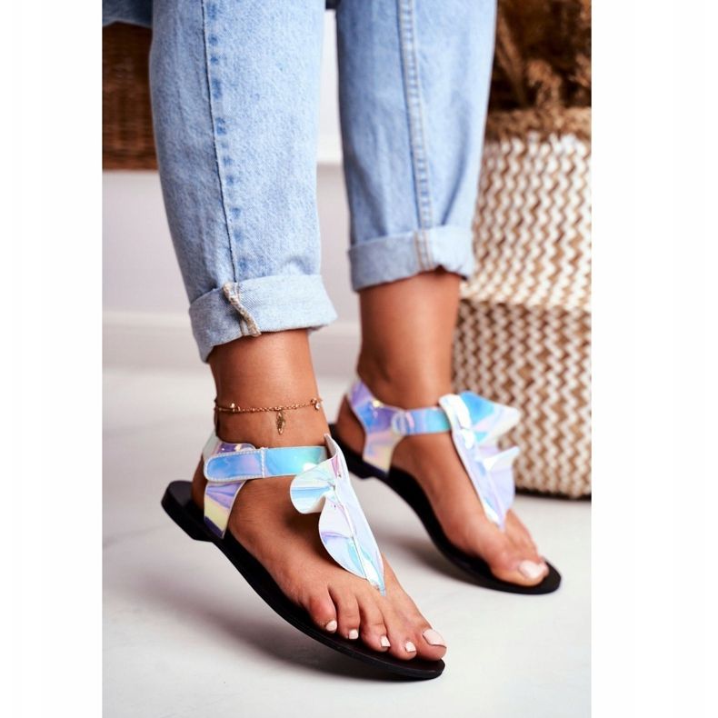 Sandalias Lu Boo Chanclas reflectantes con velcro Lottie azul 1