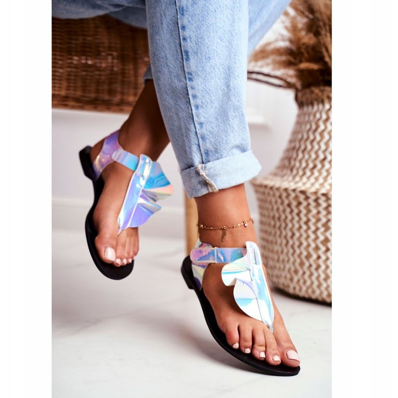 Sandalias Lu Boo Chanclas reflectantes con velcro Lottie azul 2