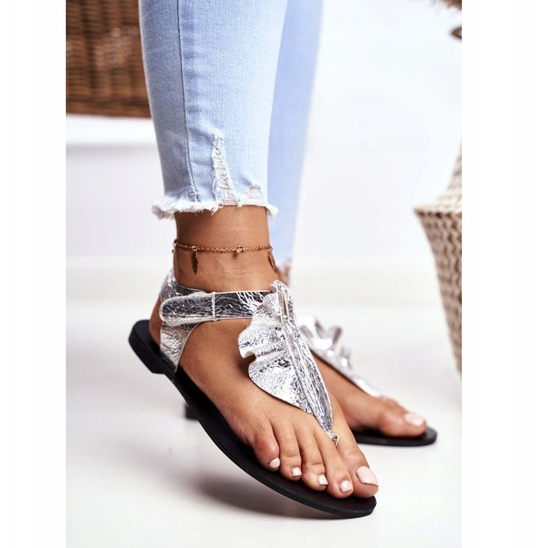 Sandalias Lu Boo Chanclas metálicas Lottie Velcro gris 1