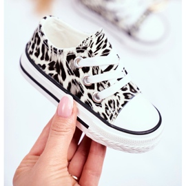 FRROCK Zapatillas para niños Leopardo brillante blanco Berni marrón marrón 3