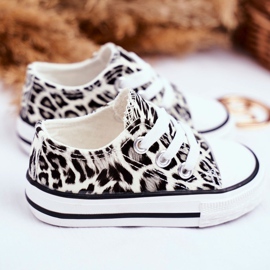 FRROCK Zapatillas para niños Leopardo brillante blanco Berni marrón marrón 4