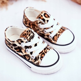 FRROCK Zapatillas Infantiles Marrón Leopardo Brillante Berni 2