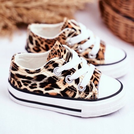 FRROCK Zapatillas Infantiles Marrón Leopardo Brillante Berni 4