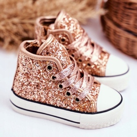 FRROCK Zapatillas para niños High Shiny Golden Ally dorado 2