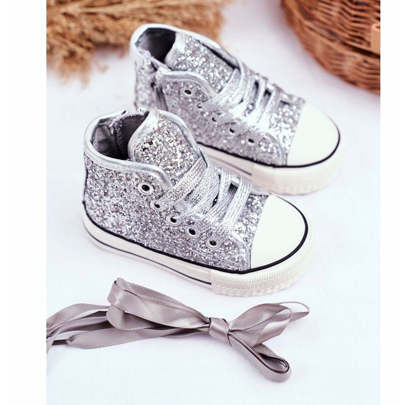 FRROCK Zapatillas para niños High Shiny Silver Ally plata 1
