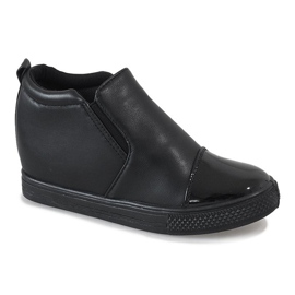 Zapatillas negras en la cuña DD409-1 negro 1