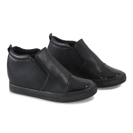 Zapatillas negras en la cuña DD409-1 negro 2
