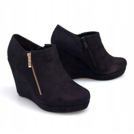 Botas Negras De Ante Con Cuña Con Cremallera Negra LM080 negro 2