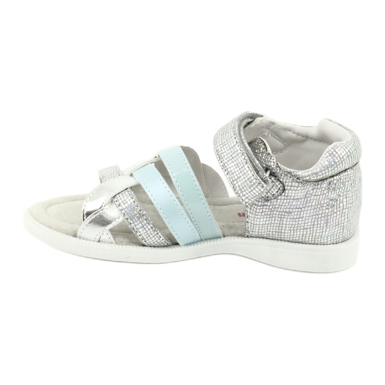 American Club Sandalias de niñas con tacón GC26 Inserto de cuero plata 1