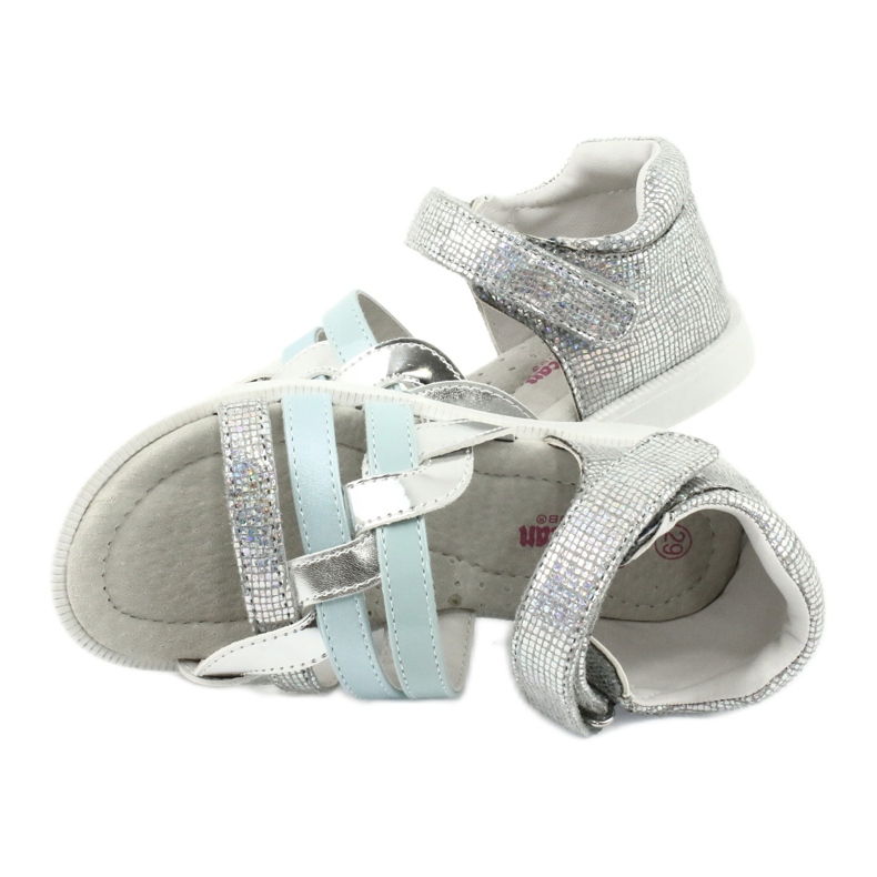 American Club Sandalias de niñas con tacón GC26 Inserto de cuero plata 4