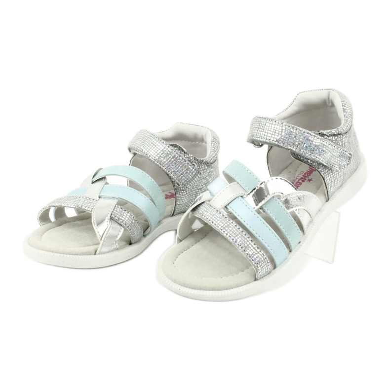 American Club Sandalias de niñas con tacón GC26 Inserto de cuero plata 2