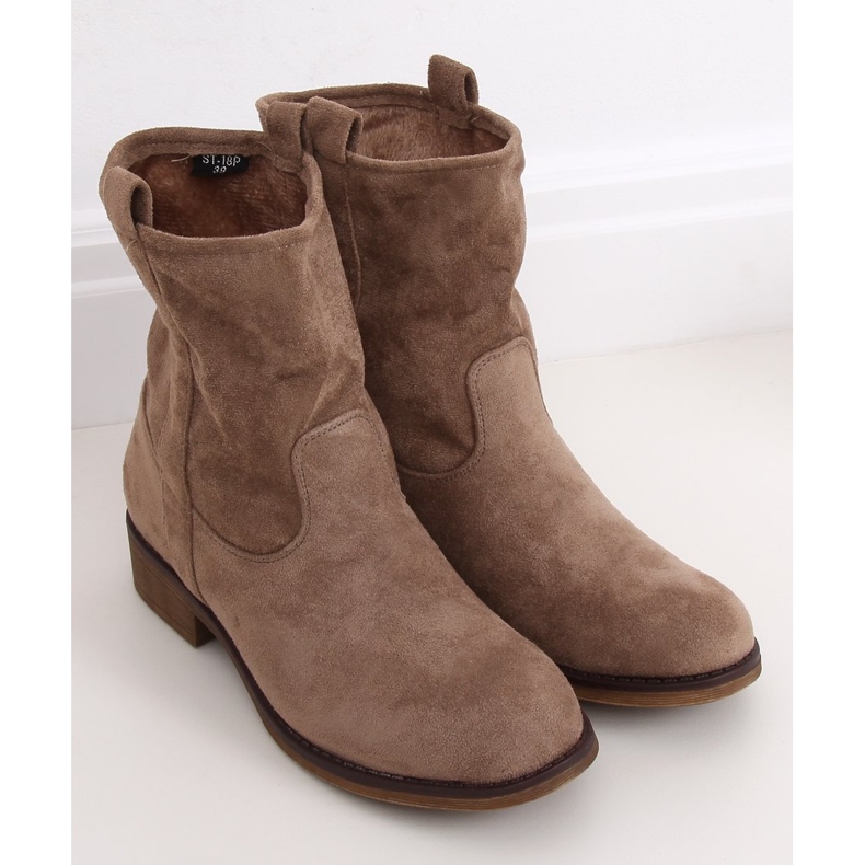 Botas mujer ante beige oscuro ST-18P Khaki marrón caqui 2