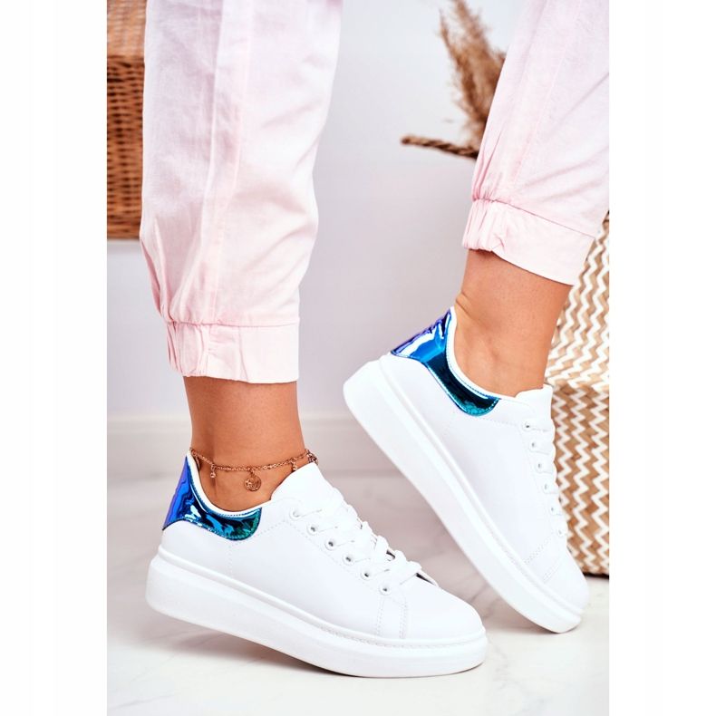 Zapatos Deportivos Mujer Lu Boo Blanco Metalizado Matilda azul marino 2