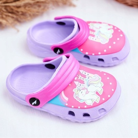 Pantuflas Infantiles Foam Crocs Violet Ponies Pony violeta 1