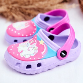 Pantuflas Infantiles Foam Crocs Violet Ponies Pony violeta 3
