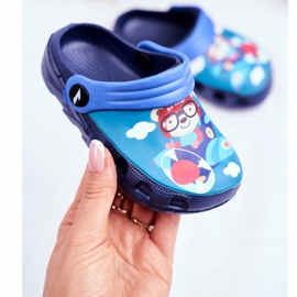 Pantuflas Infantiles Foam Crocs Azul Marino Teddy Bear Pilot SuperFly 2