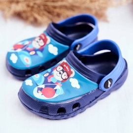 Pantuflas Infantiles Foam Crocs Azul Marino Teddy Bear Pilot SuperFly 3