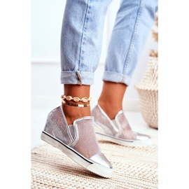 Zapatillas de mujer Lu Boo con malla plateada Morgono gris 1 Zapatillas de mujer Lu Boo con malla plateada Morgono gris 1