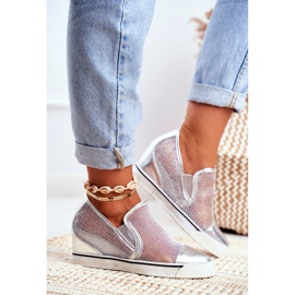 Zapatillas de mujer Lu Boo con malla plateada Morgono gris 2 Zapatillas de mujer Lu Boo con malla plateada Morgono gris 2