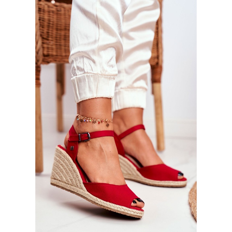 Sandalias de mujer con cuña trenzada Big Star Red DD274A213 rojo 1 Sandalias de mujer con cuña trenzada Big Star Red DD274A213 rojo 1