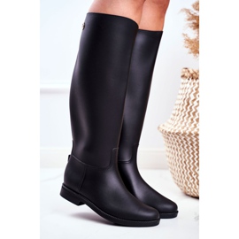 SEA Botas de lluvia negras para mujer debajo de la rodilla Botas de montar negras con llovizna negro 3