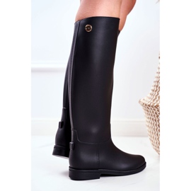 SEA Botas de lluvia negras para mujer debajo de la rodilla Botas de montar negras con llovizna negro 4