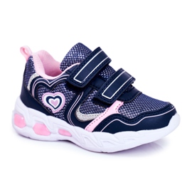 EVE Zapatos deportivos para niños que brillan en velcro azul marino escarlata rosado 5