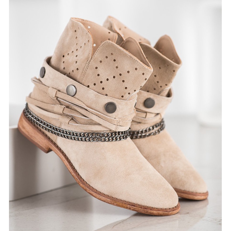 Bella Paris Botas con Rayas Decorativas beige 2