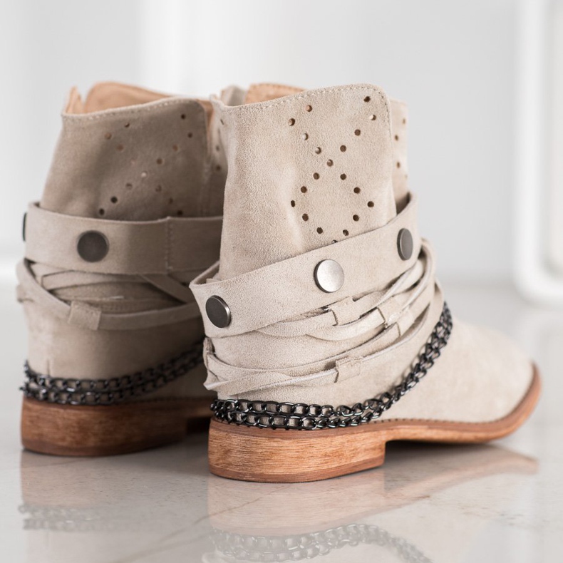 Bella Paris Botas con Rayas Decorativas beige 1