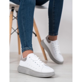 SHELOVET Zapatillas en la plataforma gris blanco 5