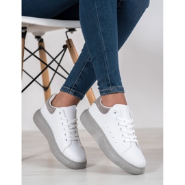 SHELOVET Zapatillas en la plataforma gris blanco 1