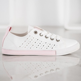 Bella Paris Zapatillas con patrón calado blanco 5