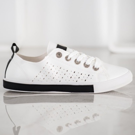 Bella Paris Zapatillas con patrón calado blanco 5