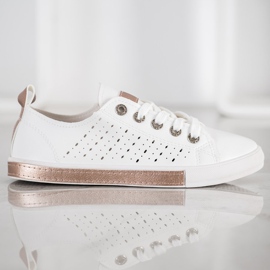 Bella Paris Zapatillas con patrón calado blanco 4