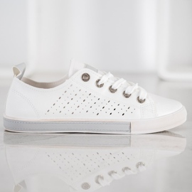 Bella Paris Zapatillas con patrón calado blanco 3