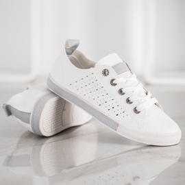 Bella Paris Zapatillas con patrón calado blanco 5