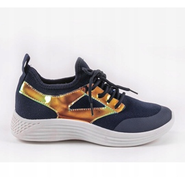 Zapatillas deportivas azul marino HB-42 dorado 1