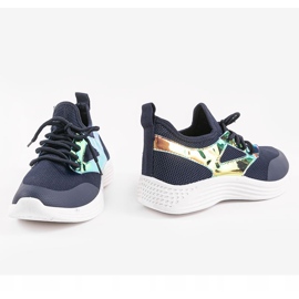 Zapatillas deportivas azul marino HB-42 dorado 3