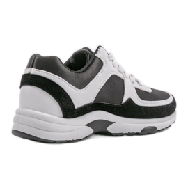 Zapatillas deportivas blancas de moda hechas de cuero ecológico CH005 blanco negro 3