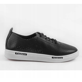 Zapatillas deportivas caladas negras QW8368-1 negro 4