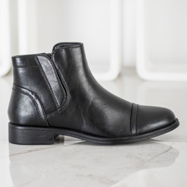 J. Star Botas elegantes de tacón plano negro 3
