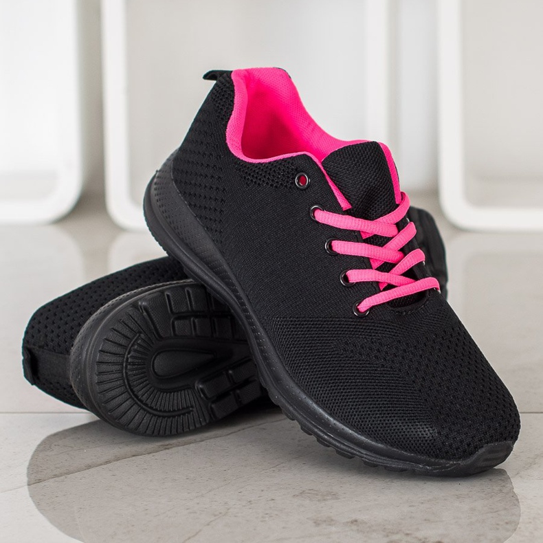SHELOVET Zapatos deportivos ligeros negro rosado 1