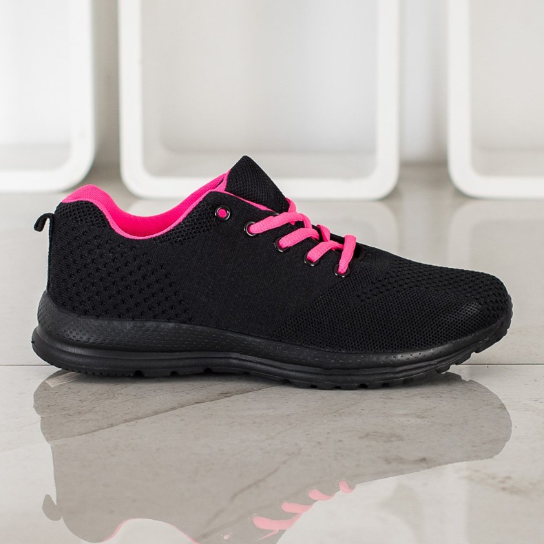 SHELOVET Zapatos deportivos ligeros negro rosado 2