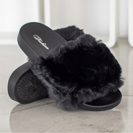 Bona Chanclas de moda con piel negro 1